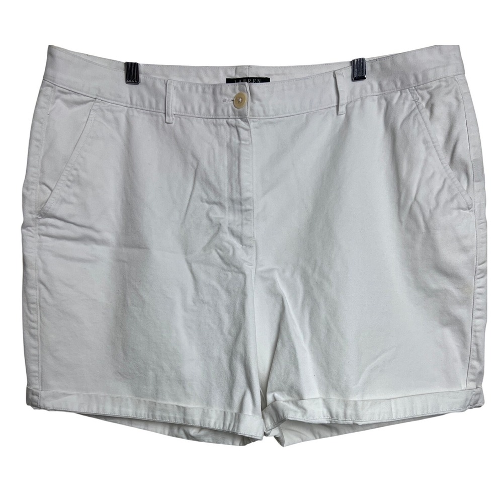 Lauren Ralph Lauren Shorts Womens 18W White Cotton Twill Bermuda Chino A24